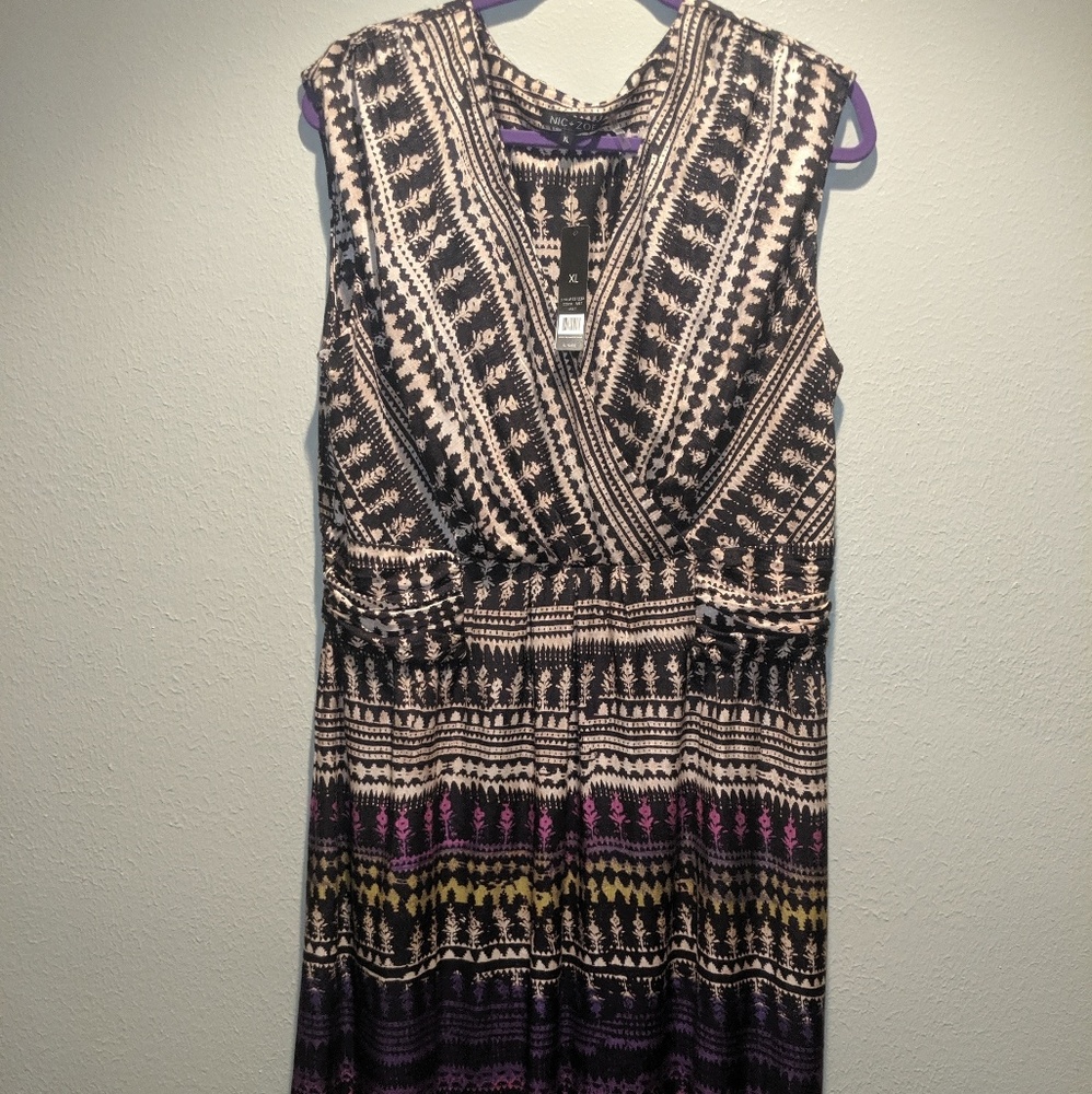 Nic + Zoe midi tribal sleeveless dress size XL nwt